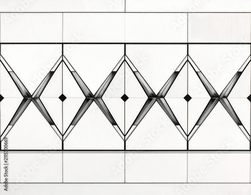 Geometric diamond pattern with intersecting lines and central squares