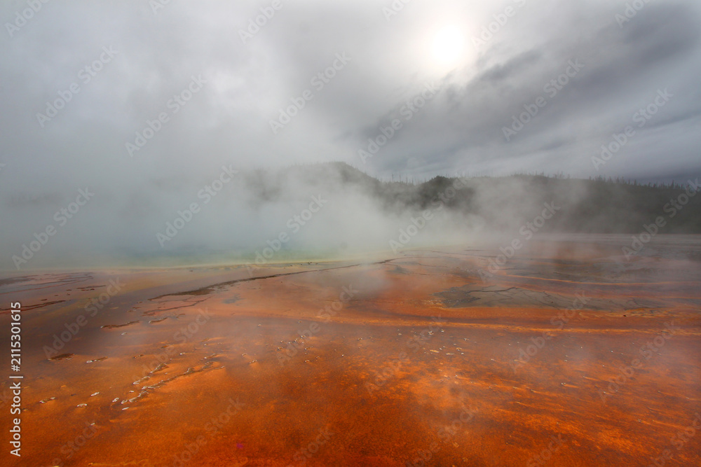 Fototapeta premium Steam from Grand Prismatic Spring in Yellowstone