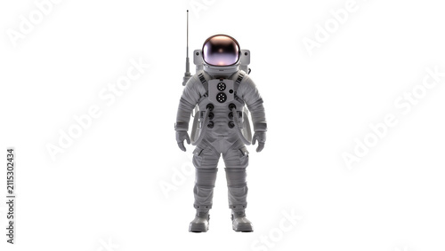 Fotografía Isolated full body astronaut standing in white space suit with reflective visor