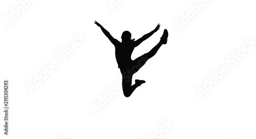 Foto Dynamic Silhouette of a Person Jumping in Joy.