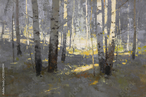 Realistic Oil Painting of a Birch Forest (Decorative Art)


