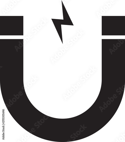 Foto Horseshoe magnet with a lightning bolt symbol