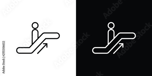 Escalator icon line art symbols set