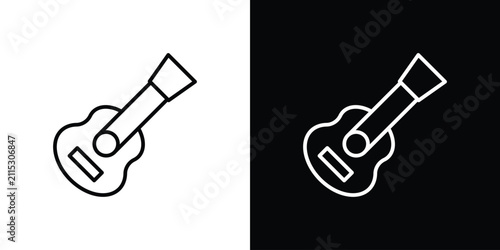 Sticker Guitar icon line art symbols set