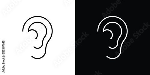 Human ear icon line art symbols set