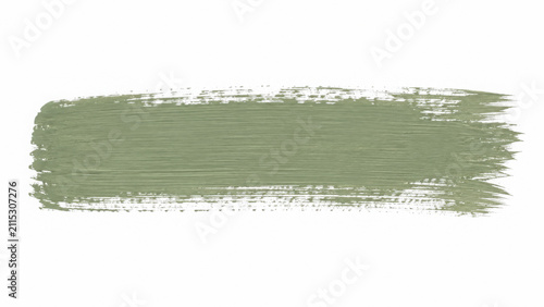 Green paint brush stroke. Textured acrylic streak, gouache smear, watercolor oil stain splash. Grungy ink daub, charcoal smudge, chalk mark vector.