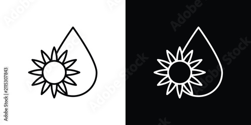 Foto Sunflower oil icon line art symbols set