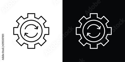 System update icon line art symbols set
