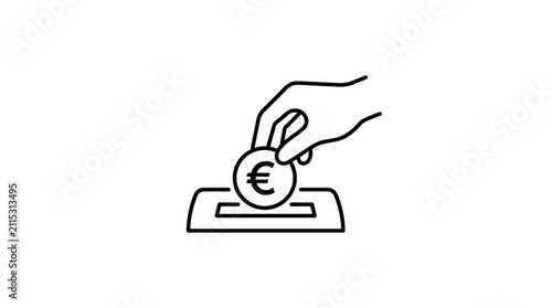 Hand depositing coin into slot icon