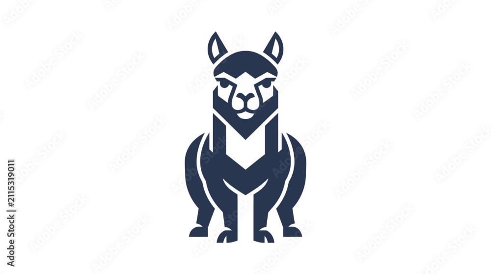 Fototapeta premium Stylized alpaca emblem vector art