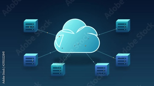 Animated 3D Business Cloud Infrastructure