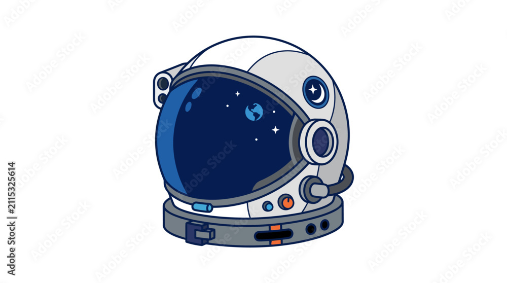 Fototapeta premium Astronaut helmet reflecting outer space and earth