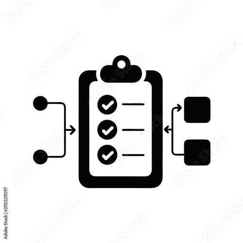 Project Management Workflow Checklist Flat Vector Icon