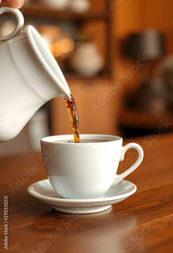 Pouring hot coffee from a w...