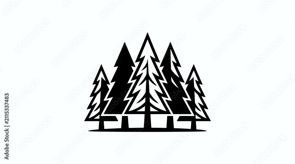 Obraz premium Stylized evergreen tree forest silhouette