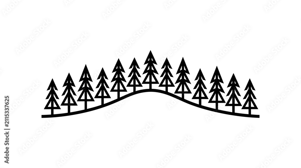 Obraz premium Stylized evergreen forest landscape silhouette