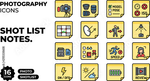 Photography Shot List Icons Set