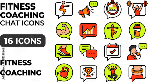 Fitness Coaching Chat Icons Set for Communication and Motivation