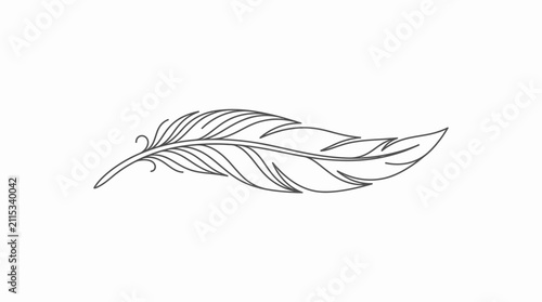 Elegant feather line art illustration isolated on white