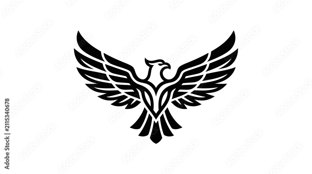Fototapeta premium Stylized eagle silhouette with wings spread