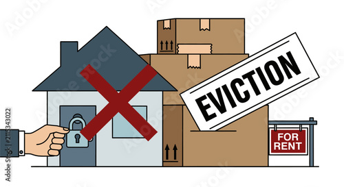 Fotografie Vector illustration depicting a residential eviction