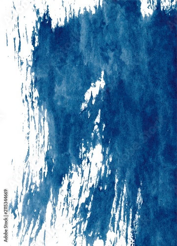 Quadro su tela Deep Blue Brush Stroke Watercolor Background Artistic Texture