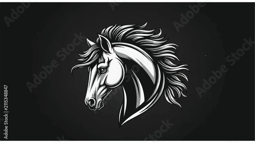 Foto Stylized Horse Head Illustration Silver.