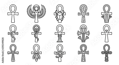 Ancient Egyptian Ankh Symbols Collection