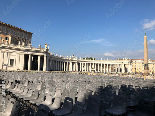 Photography St. Peters Square in Rome with Empty seats