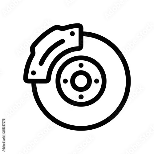 Outline Design Automobile Car Disc Brake System Pad Caliper Rotor Icon
