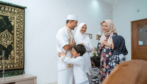 Family Celebration in Traditional Islamic Attire.