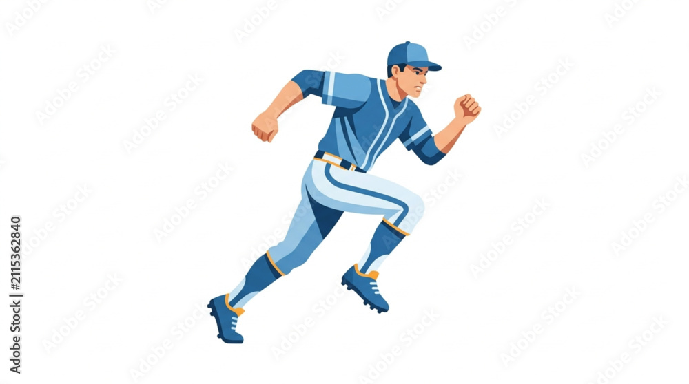 Fototapeta premium Baseball Player Running Fast in Uniform During Game.