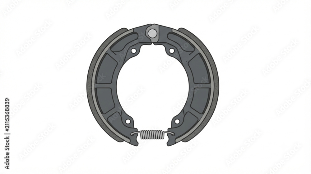 Naklejka premium Vector Illustration of Motorcycle Drum Brake Shoes with Spring