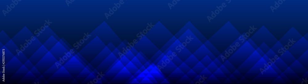 Obraz premium Abstract blue banner background with overlapping geometric crystal lighting effect.