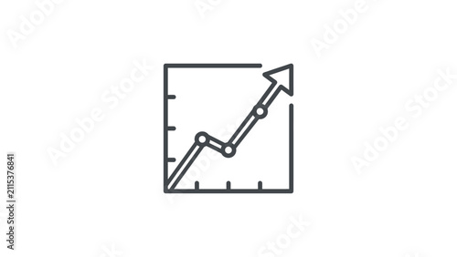Financial Growth Chart Icon: Upward Trend Arrow and Data Points on Grid