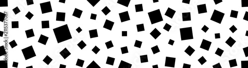 Принти на полотні Seamless pattern featuring scattered black square shapes in various sizes and angles over a plain white backdrop