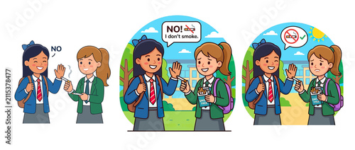 Obraz na płótnie Students Refuse Smoking, Promoting Healthy Choices
