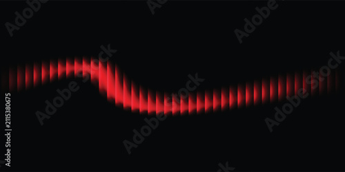 Glossy metallic deep red and black ribbed fractal glass texture effect background, vertical stripes reeded glass wave glow for premium tech product visual, web header, banner or presentation