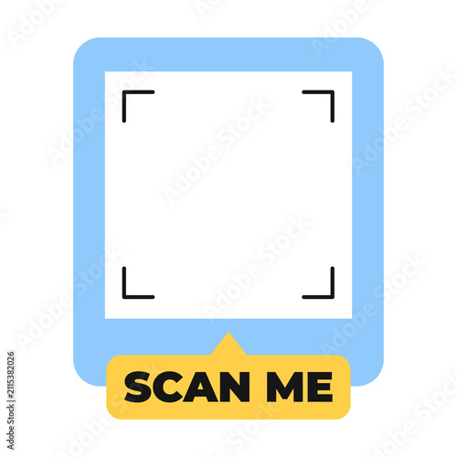 Scan Me QR Code Label Vector, Modern Call to Action Sticker and Sign Set. Colorful Isolated