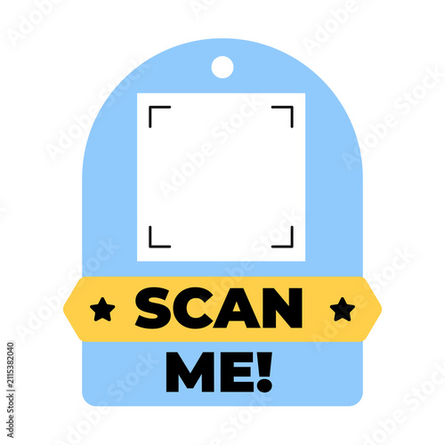 Scan Me QR Code Label Vector, Modern Call to Action Sticker and Sign Set. Colorful Isolated