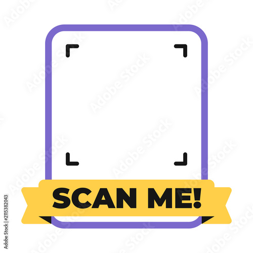 Scan Me QR Code Label Vector, Modern Call to Action Sticker and Sign Set. Colorful Isolated