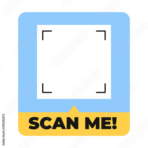 Scan Me QR Code Label Vector, Modern Call to Action Sticker and Sign Set. Colorful Isolated