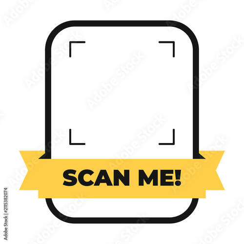 Scan Me QR Code Label Vector, Modern Call to Action Sticker and Sign Set. Colorful Isolated