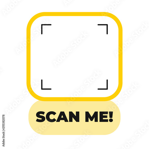 Scan Me QR Code Label Vector, Modern Call to Action Sticker and Sign Set. Colorful Isolated