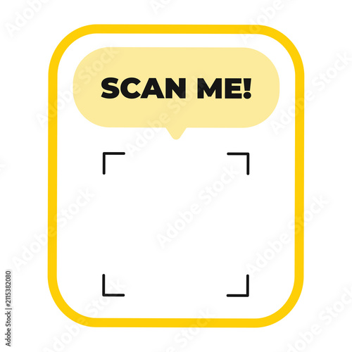 Scan Me QR Code Label Vector, Modern Call to Action Sticker and Sign Set. Colorful Isolated