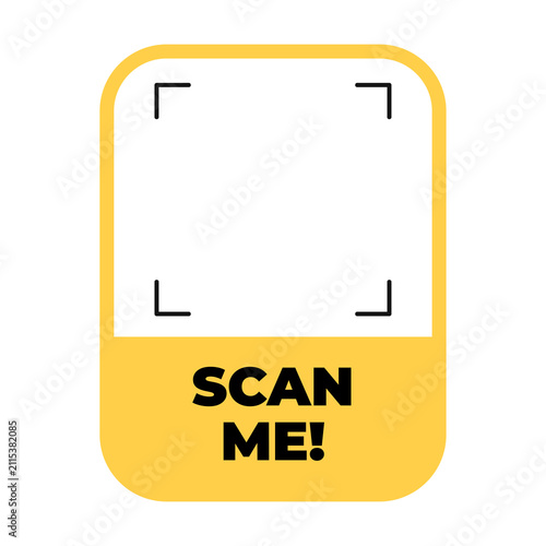 Scan Me QR Code Label Vector, Modern Call to Action Sticker and Sign Set. Colorful Isolated