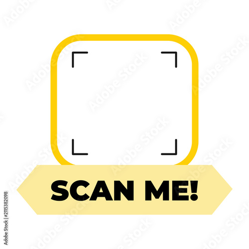 Scan Me QR Code Label Vector, Modern Call to Action Sticker and Sign Set. Colorful Isolated