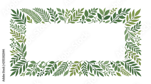 Watercolor Green Leafy Border Frame