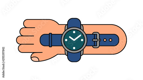 Fotografie Classic wristwatch on a person wrist for timekeeping