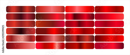 Luxury red metallic gradient swatches set vector collection